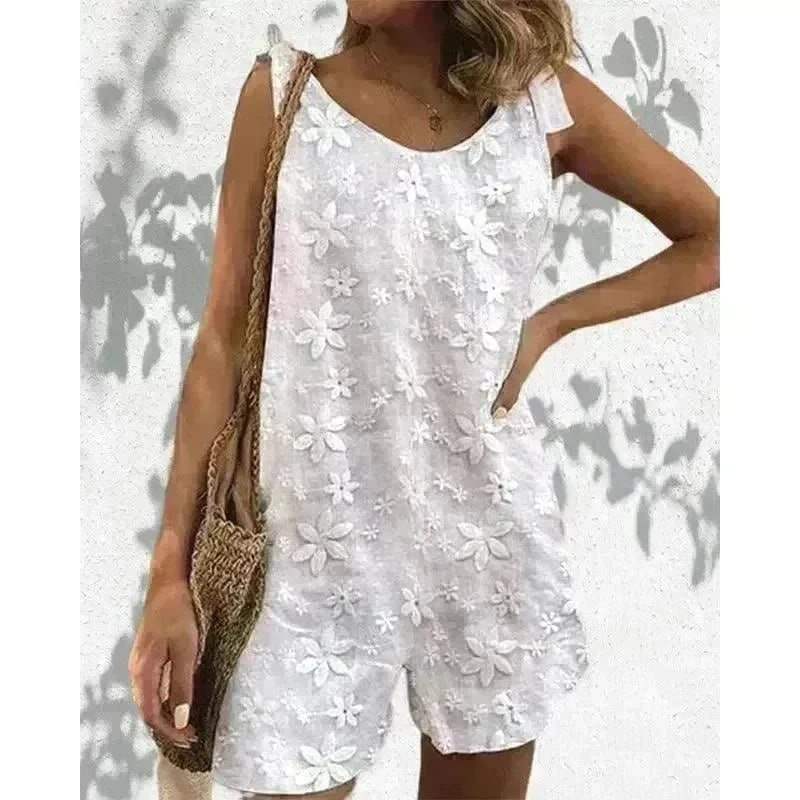 Casual And Sweet Lace Bow Shoulder Strap Jumpsuit - EX-STOCK CANADA