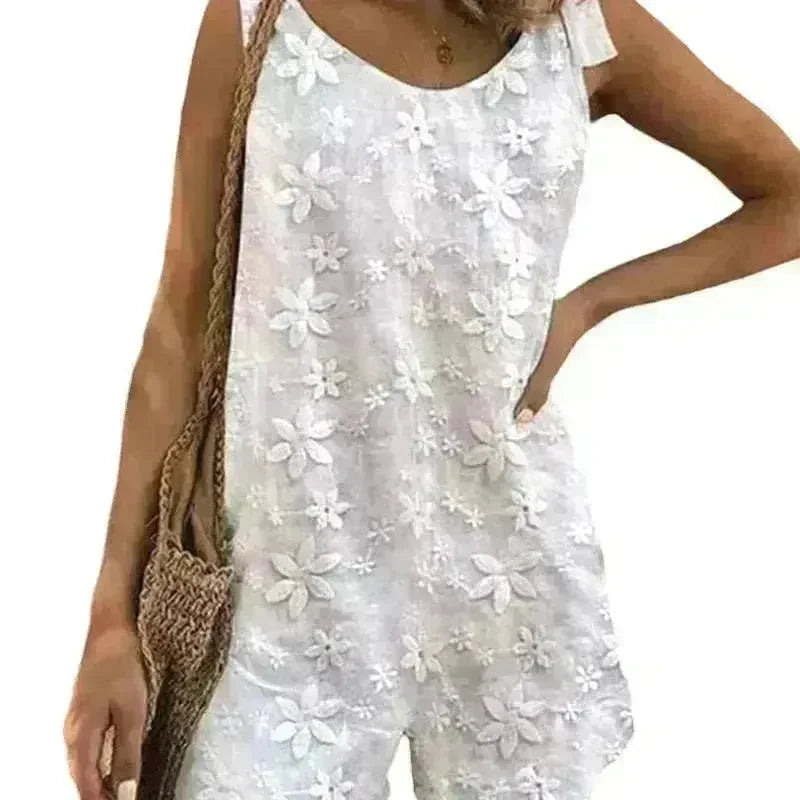 Casual And Sweet Lace Bow Shoulder Strap Jumpsuit - EX-STOCK CANADA