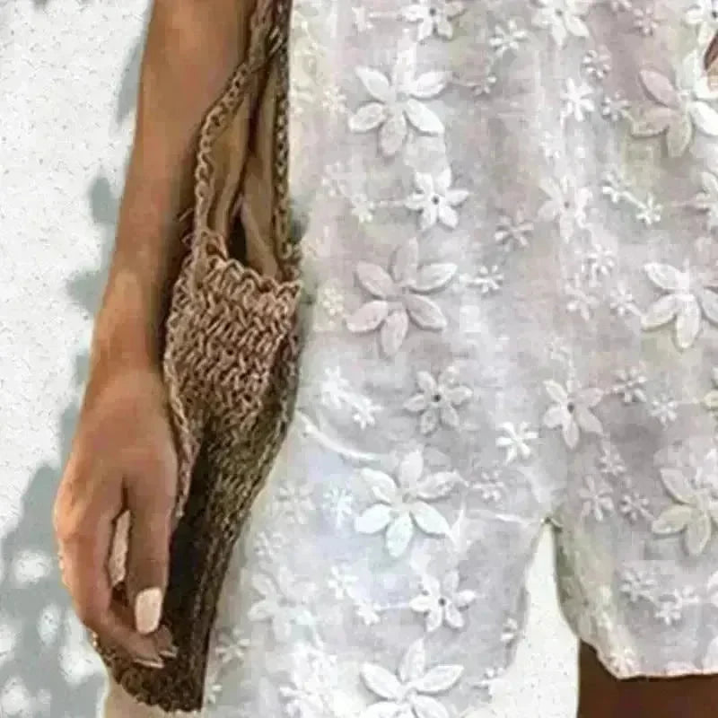 Casual And Sweet Lace Bow Shoulder Strap Jumpsuit - EX-STOCK CANADA