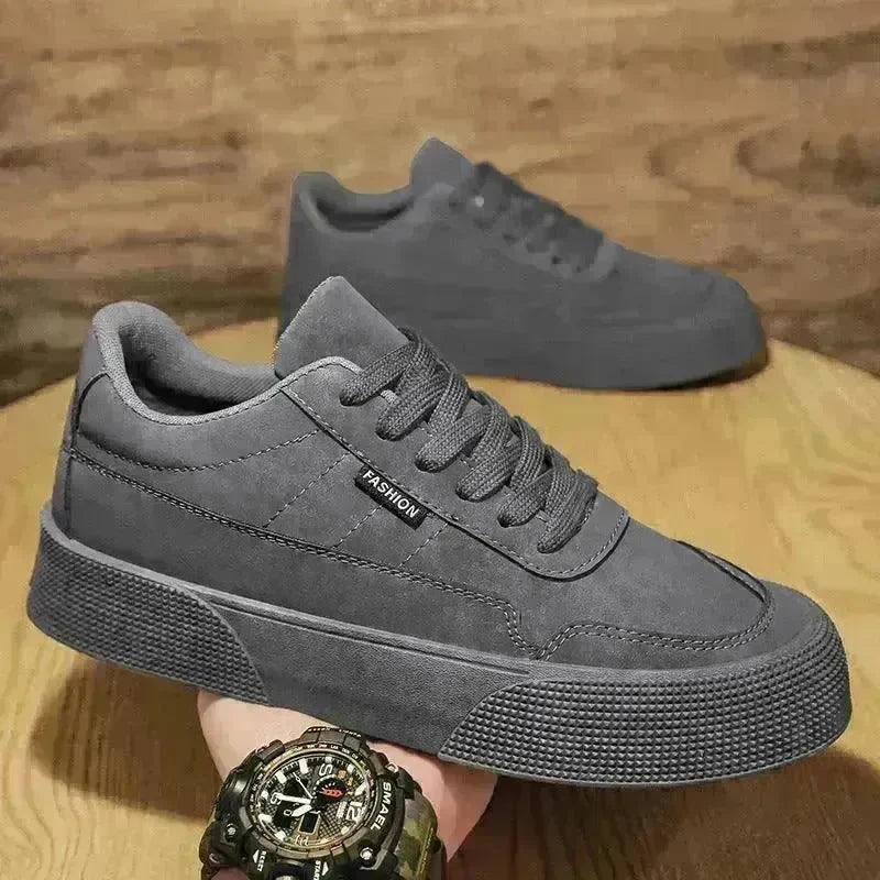 Casual Board Flat Shoes Men Breathable Thick-soled Lace-up Sneakers For Walking Running - EX-STOCK CANADA
