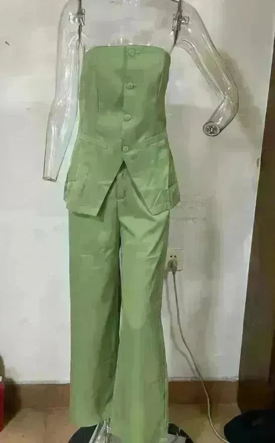 Casual Fashion Tailored Suit Button Graceful Tube Top Suit Pants - EX-STOCK CANADA