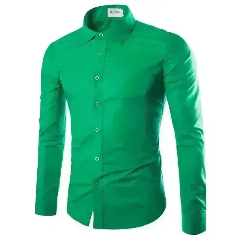 Casual Polo Collar Ironing Free Long Sleeves Shirt For Men - EX-STOCK CANADA