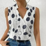 Casual Printed Tops Summer V-neck Sleeveless T-shirt Womens Clothing - EX-STOCK CANADA