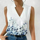 Casual Printed Tops Summer V-neck Sleeveless T-shirt Womens Clothing - EX-STOCK CANADA