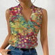 Casual Printed Tops Summer V-neck Sleeveless T-shirt Womens Clothing - EX-STOCK CANADA