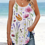 Casual Round Neck sleeveless loose summer Beach top women - EX-STOCK Canada