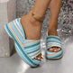 Casual Summer Fashionable Colorful Wave Print Thick Wedge Heel Women Slippers - EX-STOCK Canada