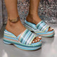 Casual Summer Fashionable Colorful Wave Print Thick Wedge Heel Women Slippers - EX-STOCK Canada