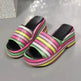 Casual Summer Fashionable Colorful Wave Print Thick Wedge Heel Women Slippers - EX-STOCK Canada