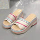 Casual Summer Fashionable Colorful Wave Print Thick Wedge Heel Women Slippers - EX-STOCK Canada