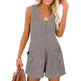 Casual Waffle Button Jumpsuit With Pockets Fashion Summer Beach Straight Shorts Overall Pants Womens Clothing - EX-STOCK CANADA