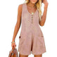 Casual Waffle Button Jumpsuit With Pockets Fashion Summer Beach Straight Shorts Overall Pants Womens Clothing - EX-STOCK CANADA