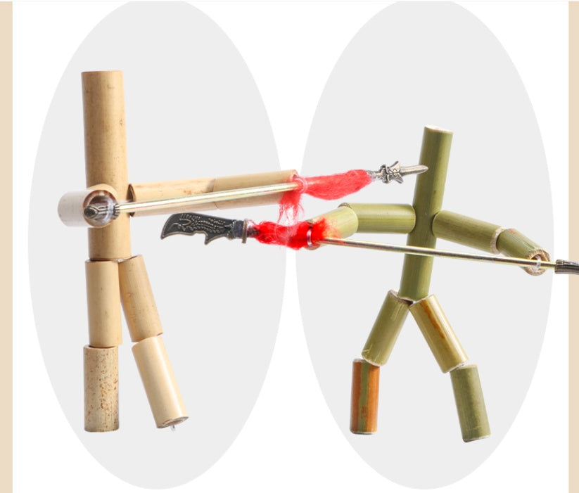Bamboo Man Fighting Figure Toy – Kids Wooden Battle Game for Ages 4–14