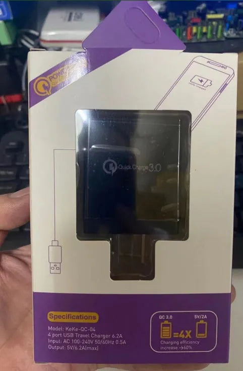 Smart 4 ports USB fast Charger US European British Standard - EX-STOCK CANADA