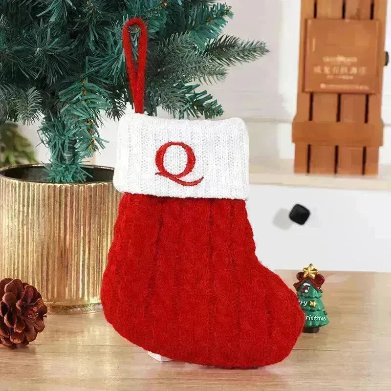 Cute Letters Christmas Stockings Decorative Creative Tree Pendant Wool Knitted Socks - EX-STOCK CANADA