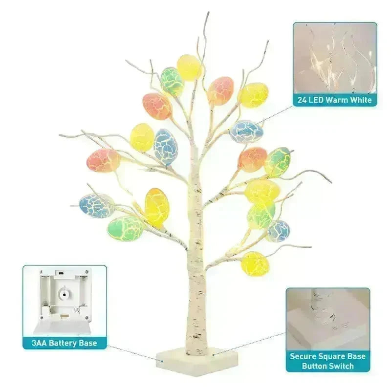 Easter Decoration 60cm Birch Tree Home Easter Egg LED Light Gift Spring Party Tabletop Ornaments Light Easter Party Kids Gifts - EX-STOCK CANADA