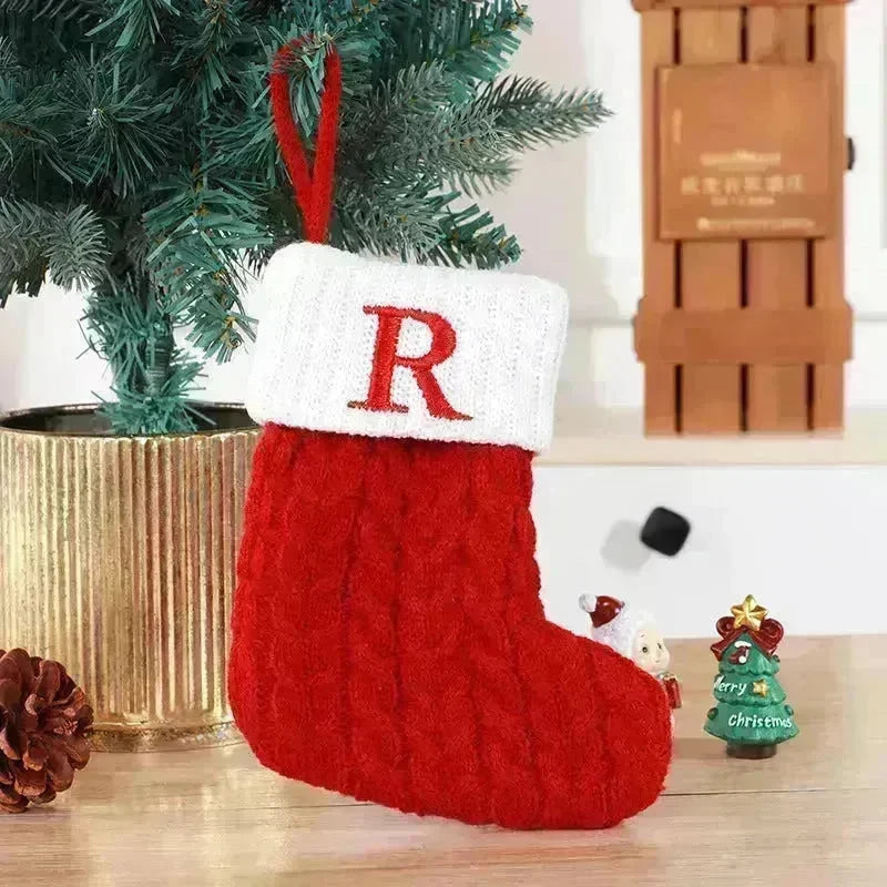 Cute Letters Christmas Stockings Decorative Creative Tree Pendant Wool Knitted Socks - EX-STOCK CANADA