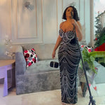 Sleeveless Beaded Long Party dress - EX-STOCK CANADA