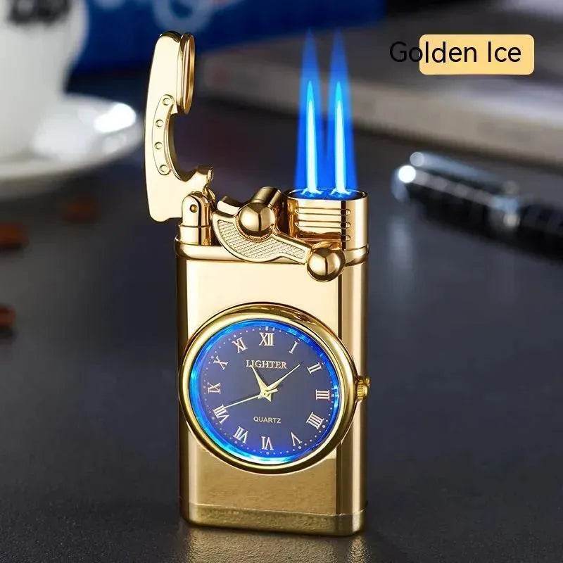 New Lighter With Electric Watch Rocker Arm Automatic Ignition Straight Blue Flame Lighter Creative Real Dial Inflatable Windproof Cigar Lighter Men's Watch Gift - EX-STOCK Canada