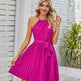 Halter Strapless Dresses For Women Solid Pleated Skirt Summer Beach Sundress - EX-STOCK CANADA