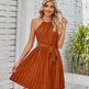 Halter Strapless Dresses For Women Solid Pleated Skirt Summer Beach Sundress - EX-STOCK CANADA