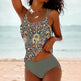 Bikini Beach Print Suspender Swimsuit Suit - EX-STOCK Canada