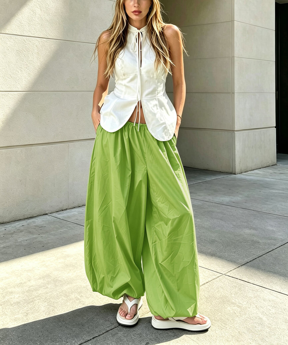 Women's Elastic-Waist Balloon Wide-Leg Pants — product view 10 of 13 | EX-STOCK