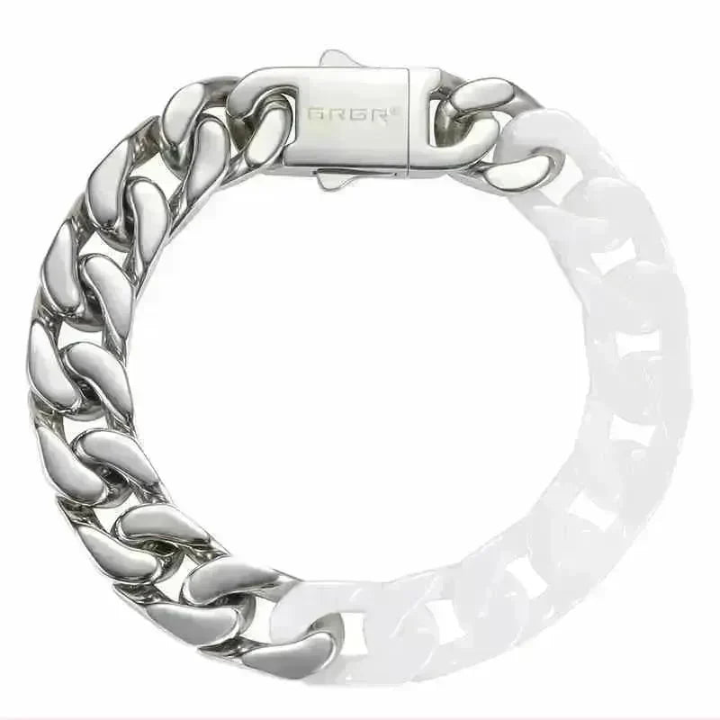 Spliced White Ceramic Cuban Link Chain Bracelet - EX-STOCK CANADA
