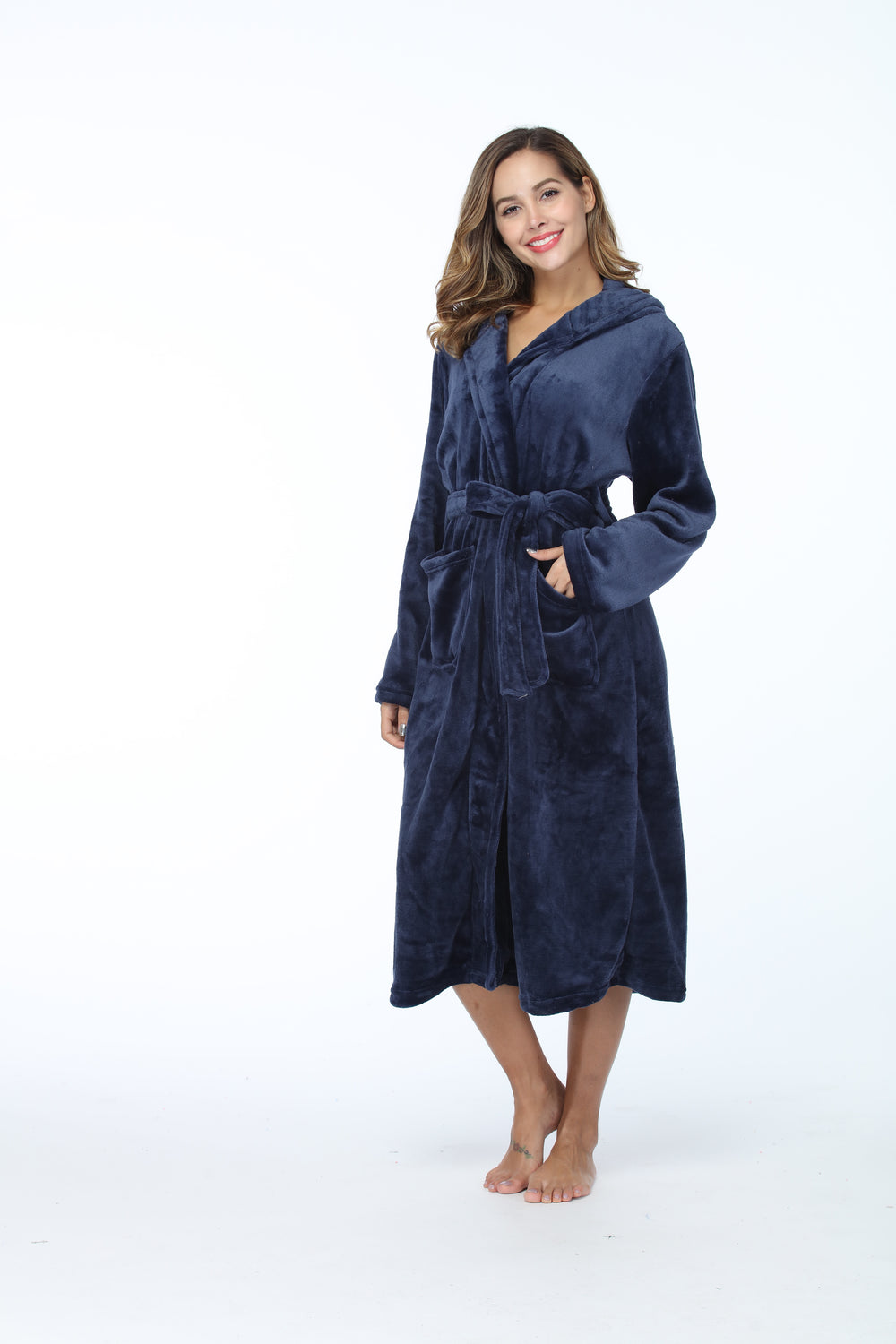 RONGTAI Womens Long Robes Plush Fleece Nightgown Thick Hooded Bathrobe With Pockets Fluffy Sleepwear For Men EX-STOCK Canada 