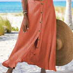 Women's summer Fashion Cotton Linen A-Line Hip Mid Waist Long maxi Skirt - EX-STOCK Canada