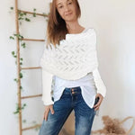 Autumn And Winter Warm Knitted Shawl Women's Hollowed-out Double Sleeve Shawl Collar Fashion Natural For Home And Party EX-STOCK Canada 