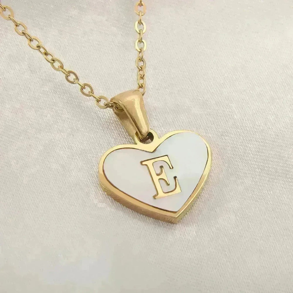 26 Letter Heart-shaped Necklace White Shell Love Clavicle Chain Fashion Personalized Necklace For Women Jewelry Valentine's Day - EX-STOCK CANADA