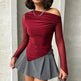 Slant shoulder Micro-transparent Irregular Bodycon top blouse  women - EX-STOCK CANADA