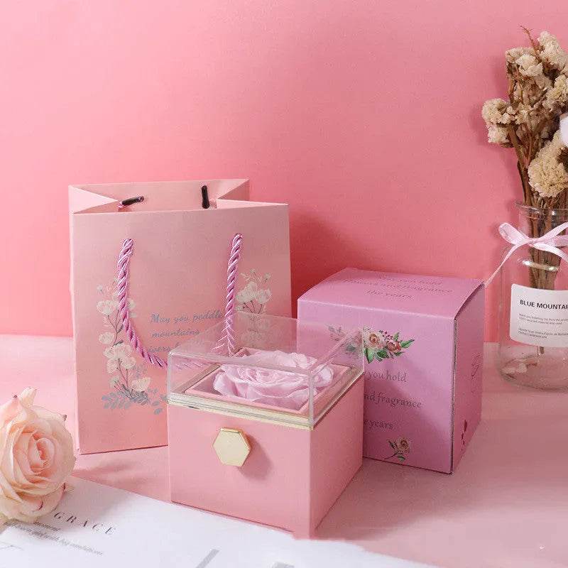 Fashion Acrylic Rotating Valentine Rose Jewelry gift Box - EX-STOCK Canada