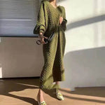 Autumn Winter Knitted V-neck Long Sweater Dress - EX-STOCK Canada