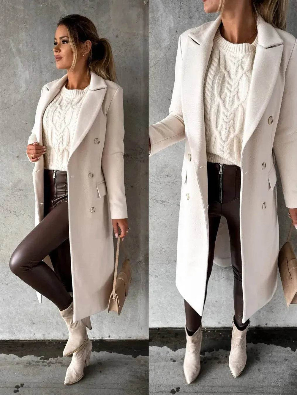 Classy Fashion Long Winter Coat Office Workwear for ladies Long Blazer overcoat - EX-STOCK Canada