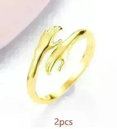 Alloy Simple Hands Hug Ring Opening Adjustable Jewelry - EX-STOCK CANADA