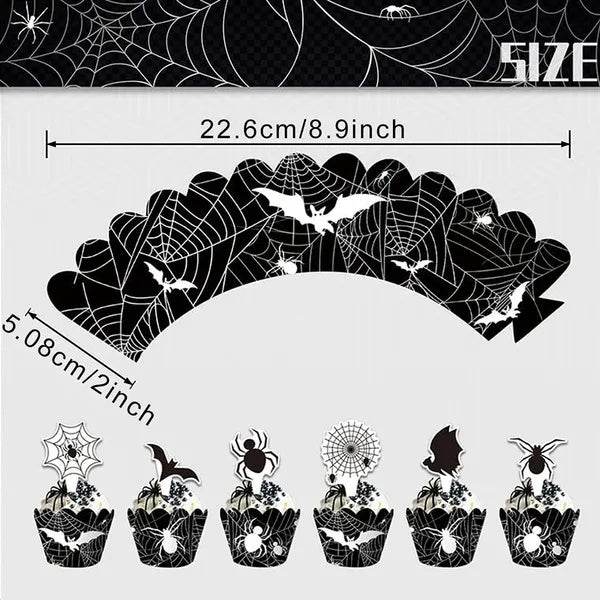 3 Tier Halloween Cupcake Stand Black Spider Web Cardboard Cupcake Stand Spider Bat Cupcake Toppers Halloween Cupcake Holder Tower For Halloween Birthday Party Supplies - EX-STOCK Canada