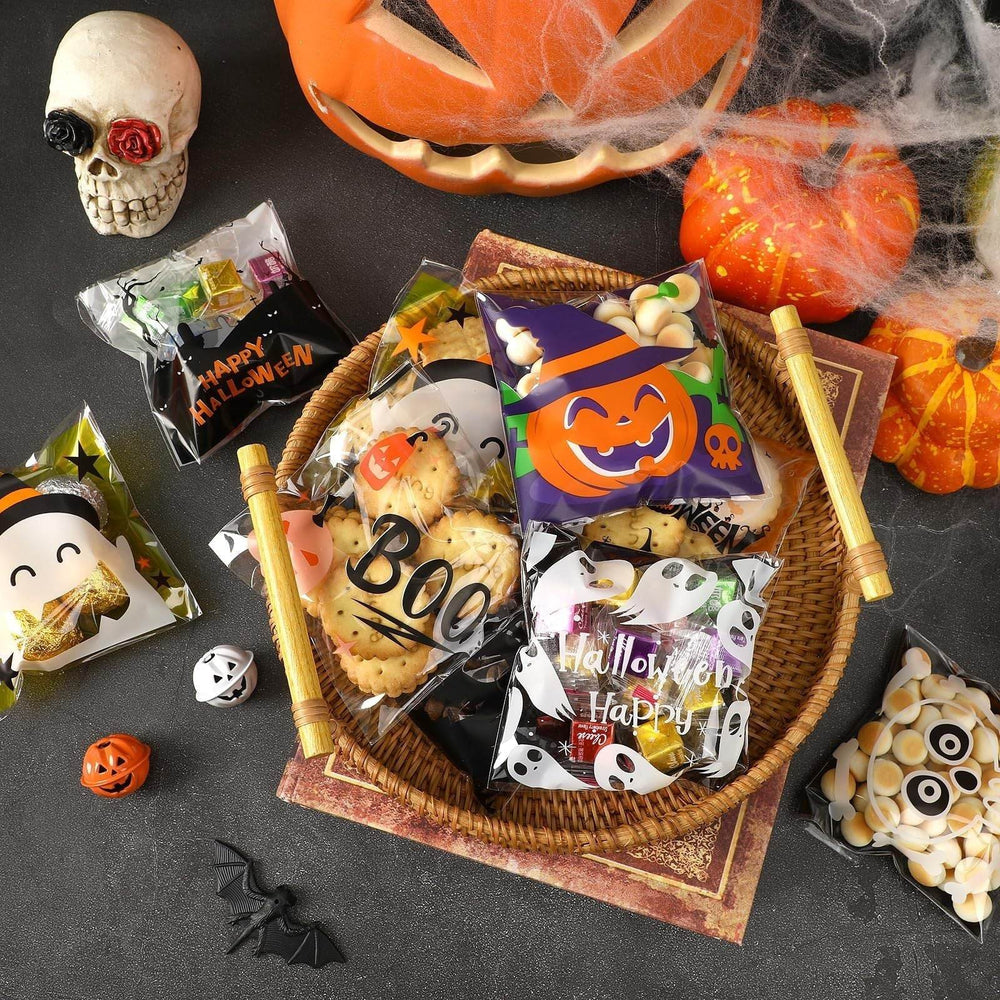 Halloween 450pcs Self-adhesive Candy Cellophane Treat Bags Cookie Bags For Halloween Trick Or Treat Goodie Party Favor Supplies-9 Patterns-Cannot Be Listed On Amazon Platform - EX-STOCK Canada
