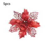 Glitter Artifical Christmas Flowers Christmas Tree Decorations For Home Fake Flowers Xmas Ornaments New Year Decor - EX-STOCK Canada