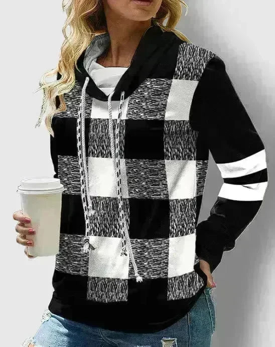 New Fashion Women's Pile Collar Printed Hoodie Pullover Top - EX-STOCK CANADA