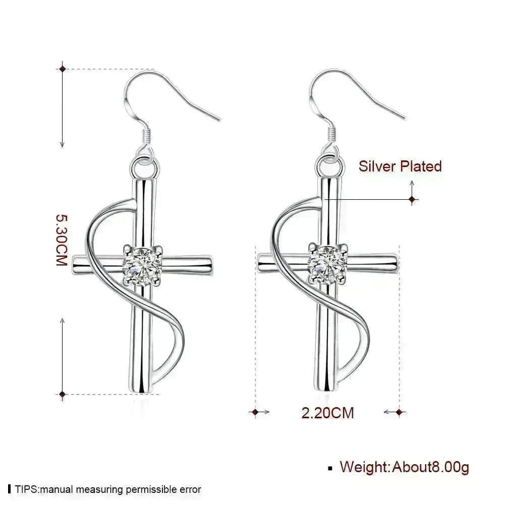 New Cross-border Popular Elongated Silver Dangling  drop Earrings - EX-STOCK CANADA
