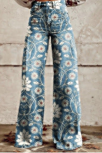 European And American Plus Size Women's Denim Casual Pants 