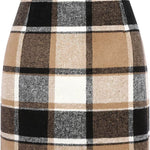 Women's High Waist Plaid Tight Pencil Wool Mini Skirt - EX-STOCK Canada