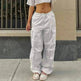 Casual Cargo Pants For Women Solid Color Drawstring Pocket Design Fashion Street Trousers Girls - EX-STOCK CANADA