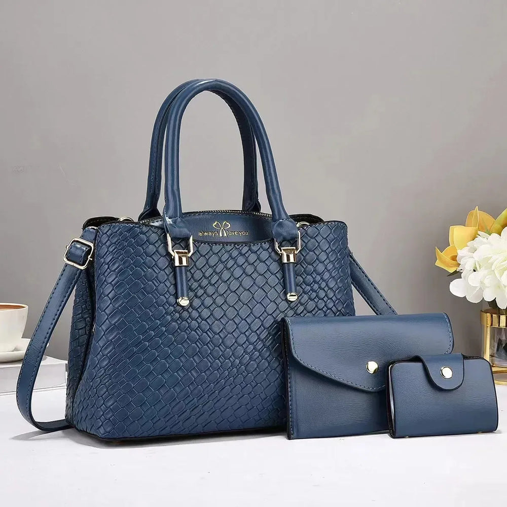 Woven Texture Three-piece Set Large Capacity One Shoulder Combination Bags women - EX-STOCK CANADA
