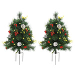 2.5ft 2 Pieces Prelit Artificial Christmas Tree With LED Light Mini Xmas Tree With Small Berry Pine Needles Pinecones Decorations For Garden EX-STOCK Canada 