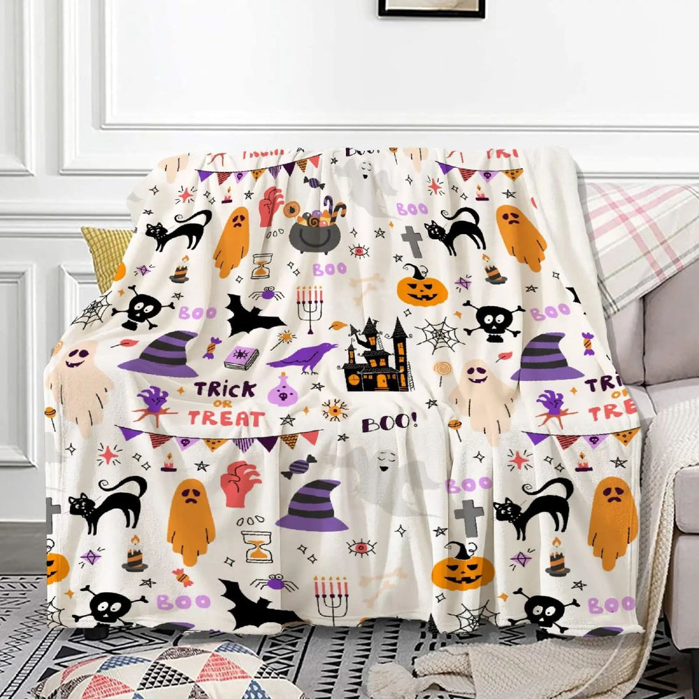 Halloween Witch Blanket Flannel Blanket EX-STOCK Canada 