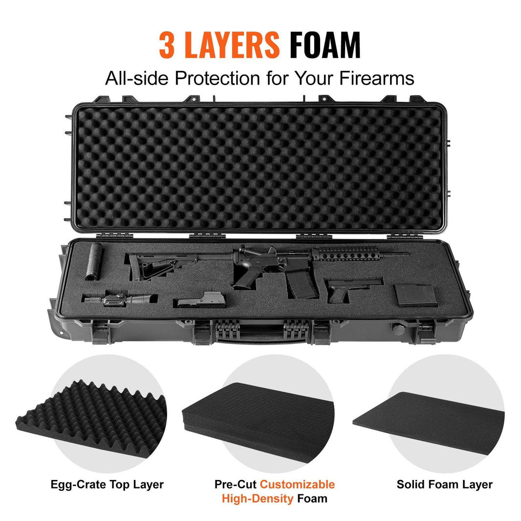Tactical Range Case, Outdoor Tactical Hard Case With 3 Layers Fully-protective Foams, 42 Inch Lockable Hard Tactical Range Case With Wheels, IP67 Waterproof & Crushproof EX-STOCK