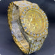 Gold Men's Iced Out Diamond Rhinestone Watch – Luxury Hip Hop Quartz Wristwatch